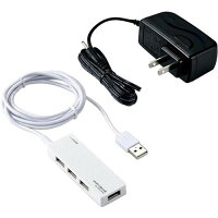 エレコム USBハブ 2.0 ACアダプタ付 ホワイト U2H-AN4SWH(1個入)